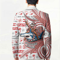 French Polynesian Christmas Blazer Santa Riding Hammerhead Shark Tahitian DT05 - Polynesian Pride