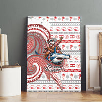 French Polynesian Christmas Canvas Wall Art Santa Riding Hammerhead Shark Tahitian DT05 - Polynesian Pride