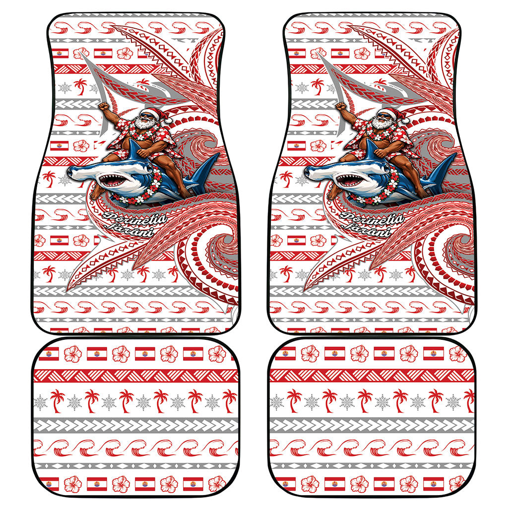 French Polynesian Christmas Car Mats Santa Riding Hammerhead Shark Tahitian DT05 - Polynesian Pride