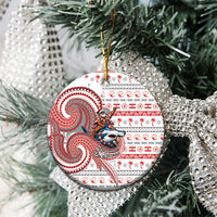 French Polynesian Christmas Ceramic Ornament Santa Riding Hammerhead Shark Tahitian