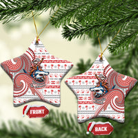 French Polynesian Christmas Ceramic Ornament Santa Riding Hammerhead Shark Tahitian