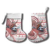 French Polynesian Christmas Stocking Santa Riding Hammerhead Shark Tahitian