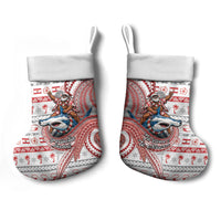 French Polynesian Christmas Stocking Santa Riding Hammerhead Shark Tahitian