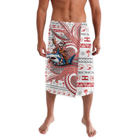 French Polynesian Christmas Lavalava Santa Riding Hammerhead Shark Tahitian