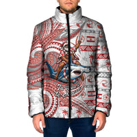 French Polynesian Christmas Padded Jacket Santa Riding Hammerhead Shark Tahitian