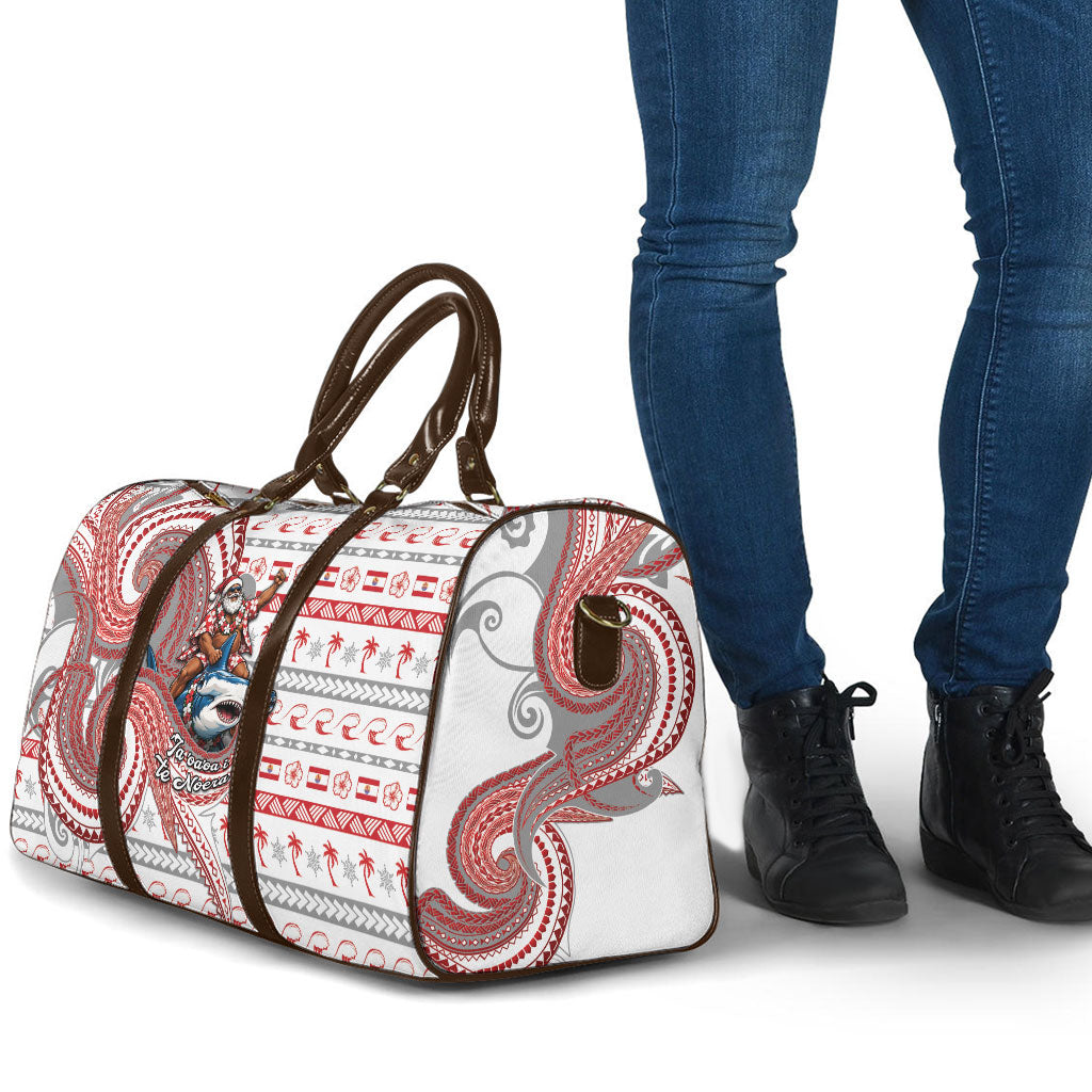 French Polynesian Christmas Travel Bag Santa Riding Hammerhead Shark Tahitian DT05 - Polynesian Pride