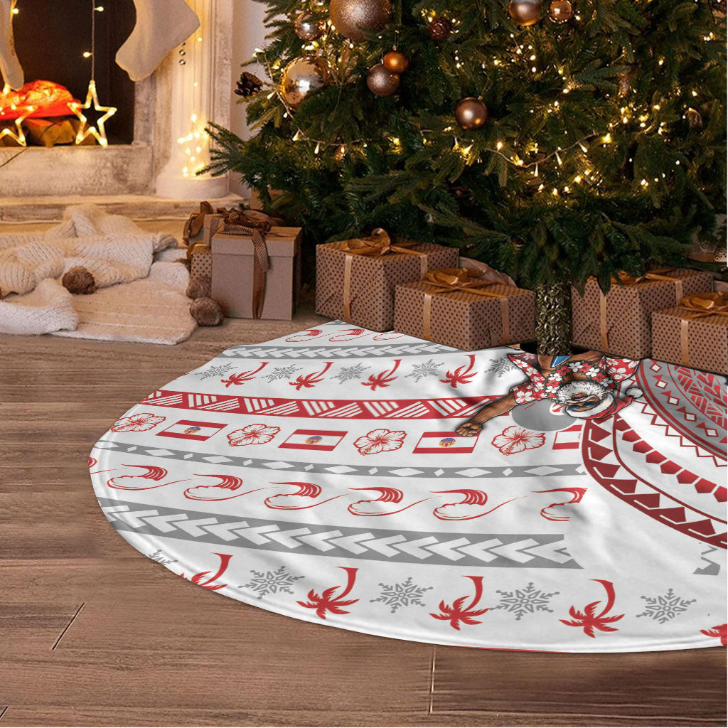 French Polynesian Christmas Tree Skirt Santa Riding Hammerhead Shark Tahitian DT05 - Polynesian Pride