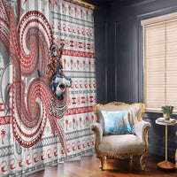 French Polynesian Christmas Window Curtain Santa Riding Hammerhead Shark Tahitian DT05 - Polynesian Pride