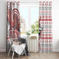 French Polynesian Christmas Window Curtain Santa Riding Hammerhead Shark Tahitian DT05 - Polynesian Pride