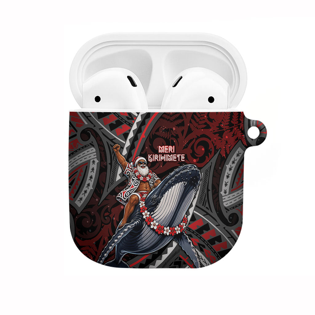 Aotearoa Christmas AirPods Case Santa Riding Humpback Whale Maori Koru DT05 Red - Polynesian Pride