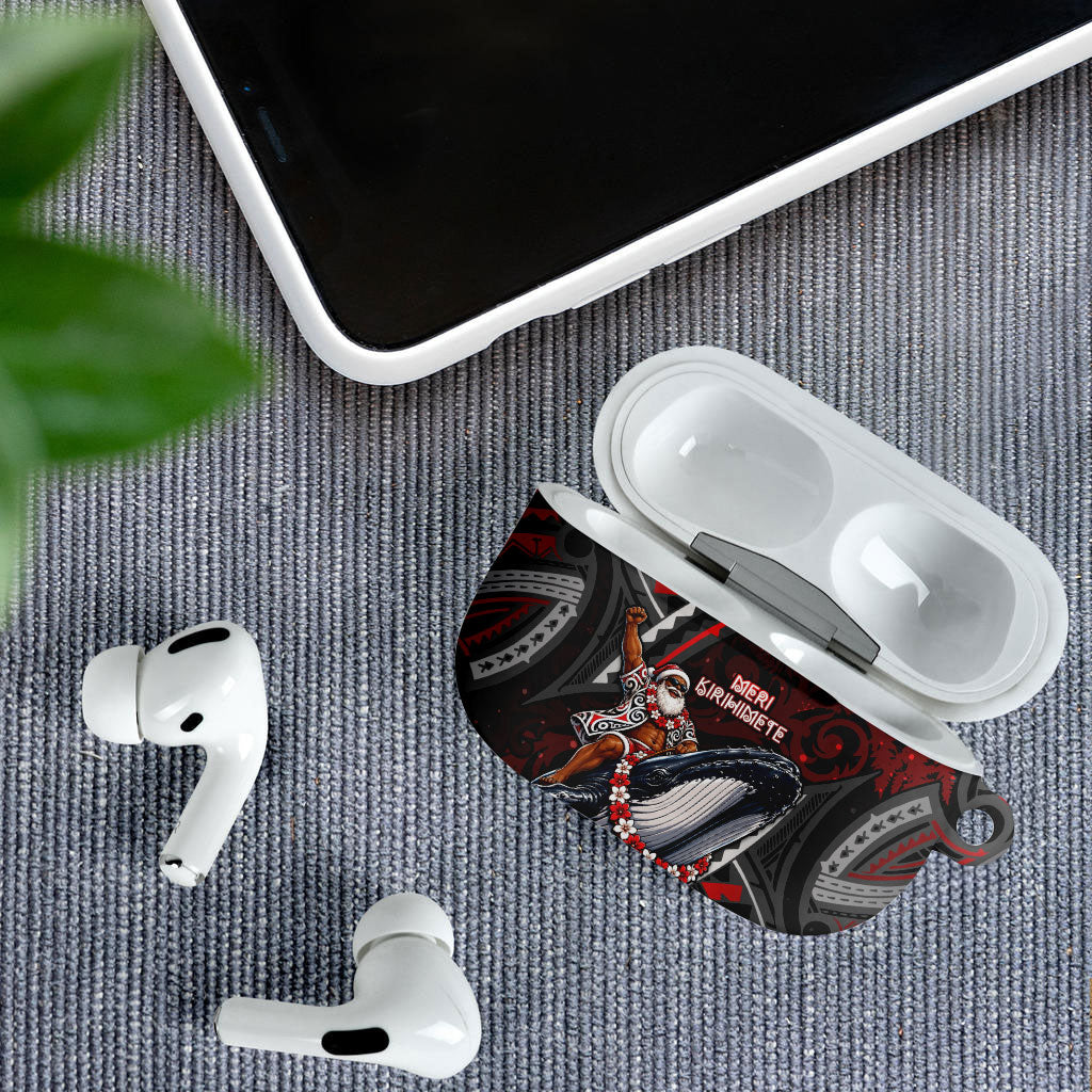 Aotearoa Christmas AirPods Case Santa Riding Humpback Whale Maori Koru DT05 - Polynesian Pride
