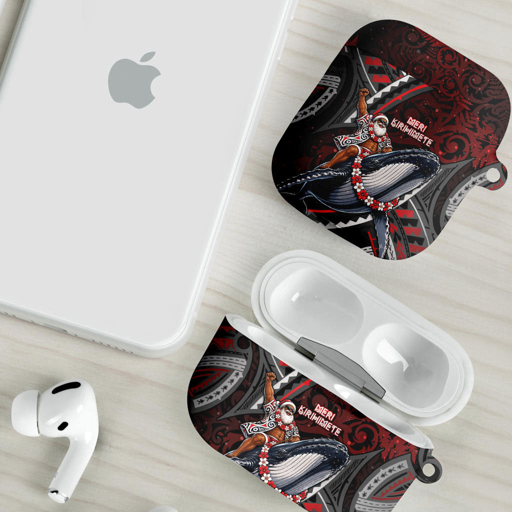 Aotearoa Christmas AirPods Case Santa Riding Humpback Whale Maori Koru DT05 - Polynesian Pride