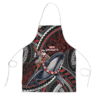Aotearoa Christmas Apron Santa Riding Humpback Whale Maori Koru DT05 Red - Polynesian Pride