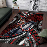 Aotearoa Christmas Area Rug Santa Riding Humpback Whale Maori Koru DT05 Red - Polynesian Pride