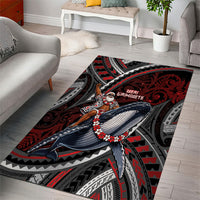 Aotearoa Christmas Area Rug Santa Riding Humpback Whale Maori Koru DT05 - Polynesian Pride