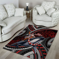 Aotearoa Christmas Area Rug Santa Riding Humpback Whale Maori Koru DT05 - Polynesian Pride