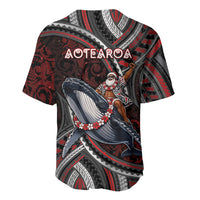 Aotearoa Christmas Baseball Jersey Santa Riding Humpback Whale Maori Koru DT05 - Polynesian Pride