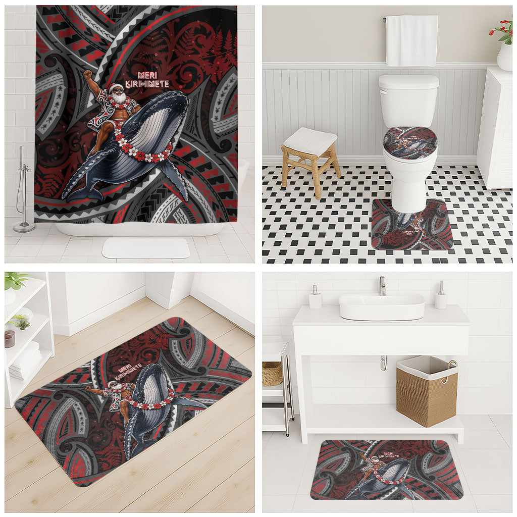 Aotearoa Christmas Bathroom Set Santa Riding Humpback Whale Maori Koru DT05 - Polynesian Pride