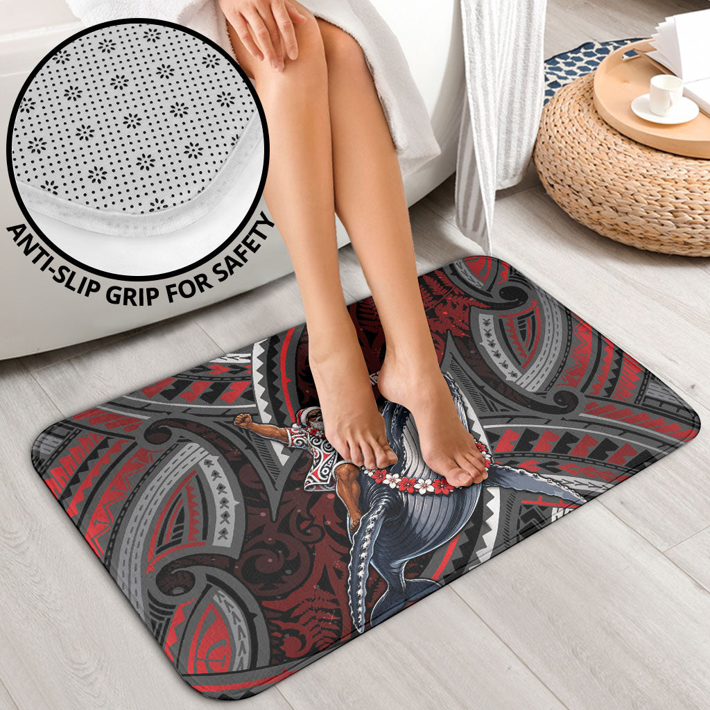Aotearoa Christmas Bathroom Set Santa Riding Humpback Whale Maori Koru DT05 - Polynesian Pride
