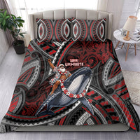 Aotearoa Christmas Bedding Set Santa Riding Humpback Whale Maori Koru DT05 - Polynesian Pride