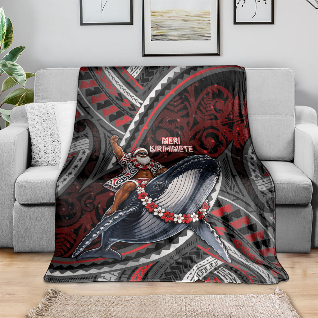 Aotearoa Christmas Blanket Santa Riding Humpback Whale Maori Koru DT05 - Polynesian Pride