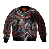 Aotearoa Christmas Bomber Jacket Santa Riding Humpback Whale Maori Koru