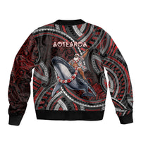 Aotearoa Christmas Bomber Jacket Santa Riding Humpback Whale Maori Koru