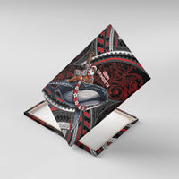 Aotearoa Christmas Canvas Wall Art Santa Riding Humpback Whale Maori Koru DT05 With Frame Red - Polynesian Pride
