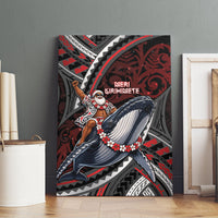 Aotearoa Christmas Canvas Wall Art Santa Riding Humpback Whale Maori Koru DT05 - Polynesian Pride