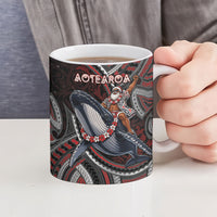 Aotearoa Christmas Ceramic Mug Santa Riding Humpback Whale Maori Koru DT05 - Polynesian Pride