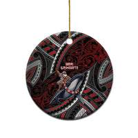 Aotearoa Christmas Ceramic Ornament Santa Riding Humpback Whale Maori Koru DT05 - Polynesian Pride