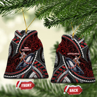 Aotearoa Christmas Ceramic Ornament Santa Riding Humpback Whale Maori Koru DT05 Bell Flake Red - Polynesian Pride