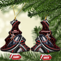 Aotearoa Christmas Ceramic Ornament Santa Riding Humpback Whale Maori Koru DT05 Christmas Tree Red - Polynesian Pride