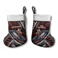 Aotearoa Christmas Stocking Santa Riding Humpback Whale Maori Koru