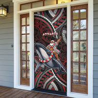 Aotearoa Christmas Door Cover Santa Riding Humpback Whale Maori Koru DT05 - Polynesian Pride