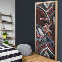 Aotearoa Christmas Door Cover Santa Riding Humpback Whale Maori Koru DT05 - Polynesian Pride