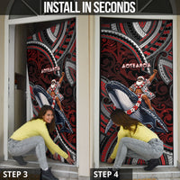 Aotearoa Christmas Door Cover Santa Riding Humpback Whale Maori Koru DT05 - Polynesian Pride