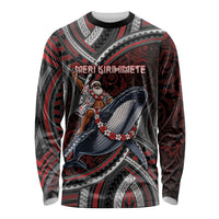 Aotearoa Christmas Long Sleeve Shirt Santa Riding Humpback Whale Maori Koru DT05 Unisex Red - Polynesian Pride