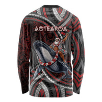 Aotearoa Christmas Long Sleeve Shirt Santa Riding Humpback Whale Maori Koru DT05 - Polynesian Pride