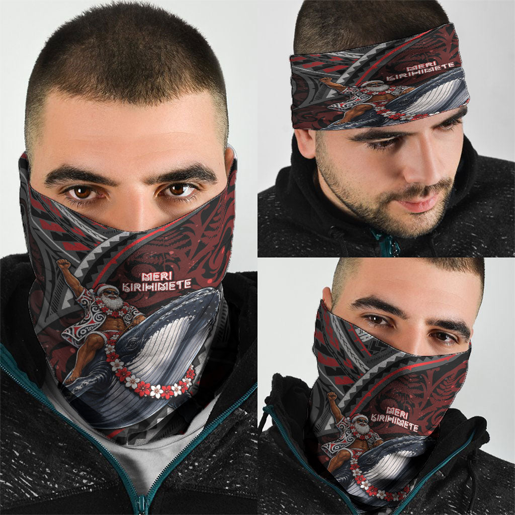 Aotearoa Christmas Neck Gaiter Santa Riding Humpback Whale Maori Koru DT05 - Polynesian Pride