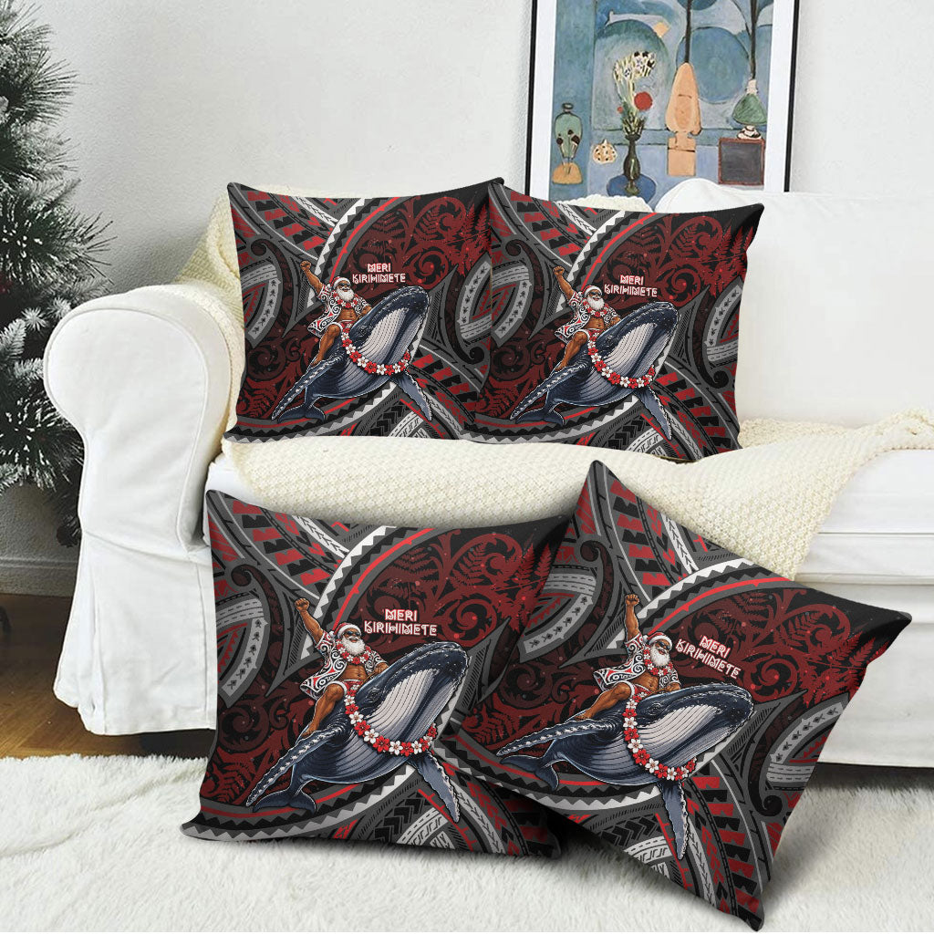 Aotearoa Christmas Pillow Cover Santa Riding Humpback Whale Maori Koru DT05 - Polynesian Pride