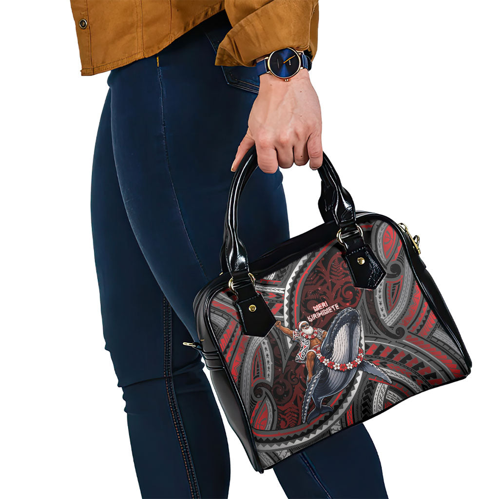 Aotearoa Christmas Shoulder Handbag Santa Riding Humpback Whale Maori Koru DT05 - Polynesian Pride