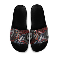 Aotearoa Christmas Slide Sandals Santa Riding Humpback Whale Maori Koru