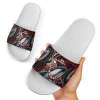 Aotearoa Christmas Slide Sandals Santa Riding Humpback Whale Maori Koru