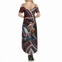 Aotearoa Christmas Summer Maxi Dress Santa Riding Humpback Whale Maori Koru DT05 - Polynesian Pride