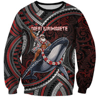 Aotearoa Christmas Sweatshirt Santa Riding Humpback Whale Maori Koru DT05 Unisex Red - Polynesian Pride