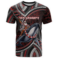 Aotearoa Christmas T Shirt Santa Riding Humpback Whale Maori Koru DT05 Red - Polynesian Pride