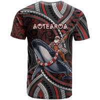 Aotearoa Christmas T Shirt Santa Riding Humpback Whale Maori Koru DT05 - Polynesian Pride