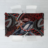 Aotearoa Christmas Tablecloth Santa Riding Humpback Whale Maori Koru DT05 Red - Polynesian Pride