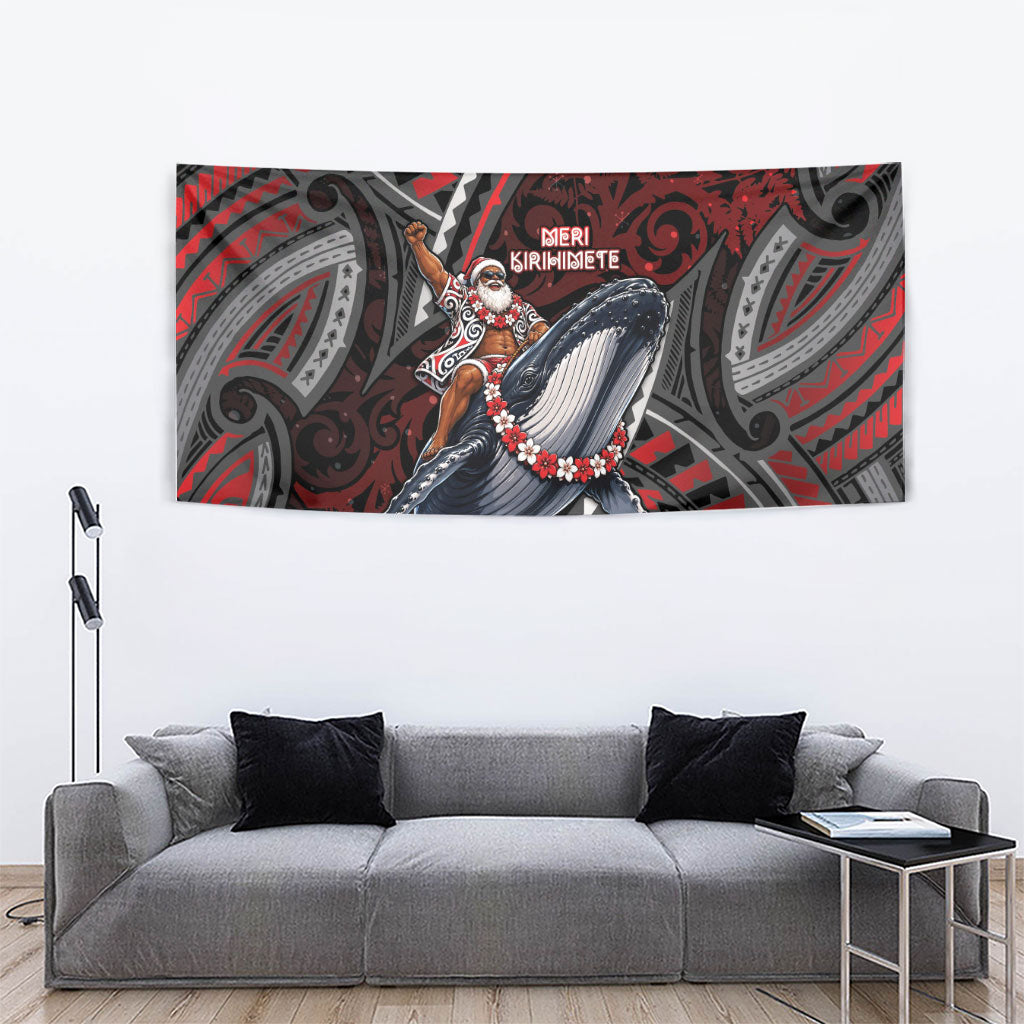 Aotearoa Christmas Tapestry Santa Riding Humpback Whale Maori Koru DT05 - Polynesian Pride